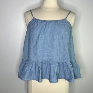 Madewell ruffle hem chambray cami top size 2